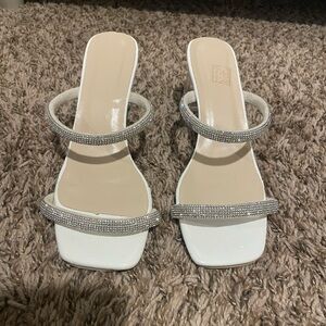 Elegant White and Silver Women's Heels